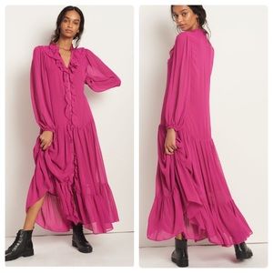 Anthropologie farm rio culebra ruffled maxi dress